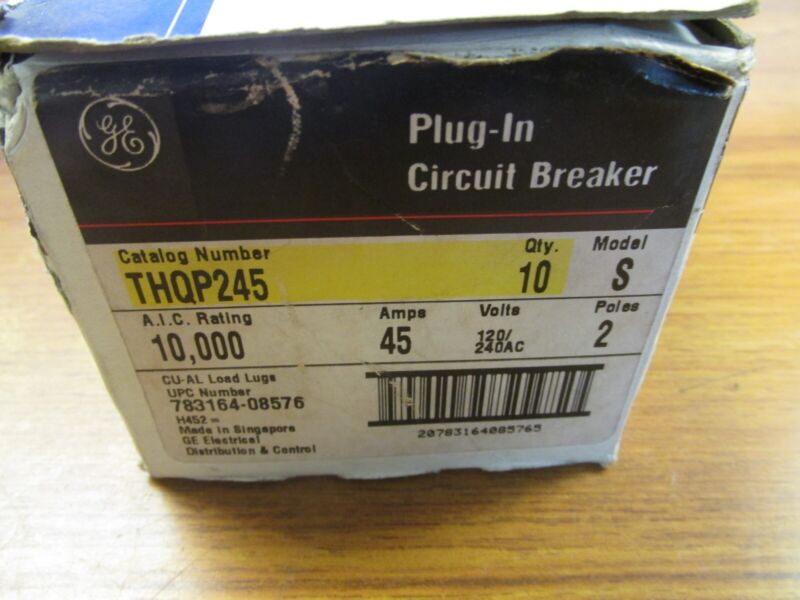 Nib. Ge Circuit Breaker (lot Of 10) 2p, 45a, Cat# Thqp245 ...  Tr-108