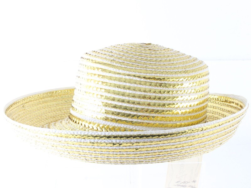 George Zamaul Couture Ladies Gold and White Pattern Hat 7 1  display picture 1