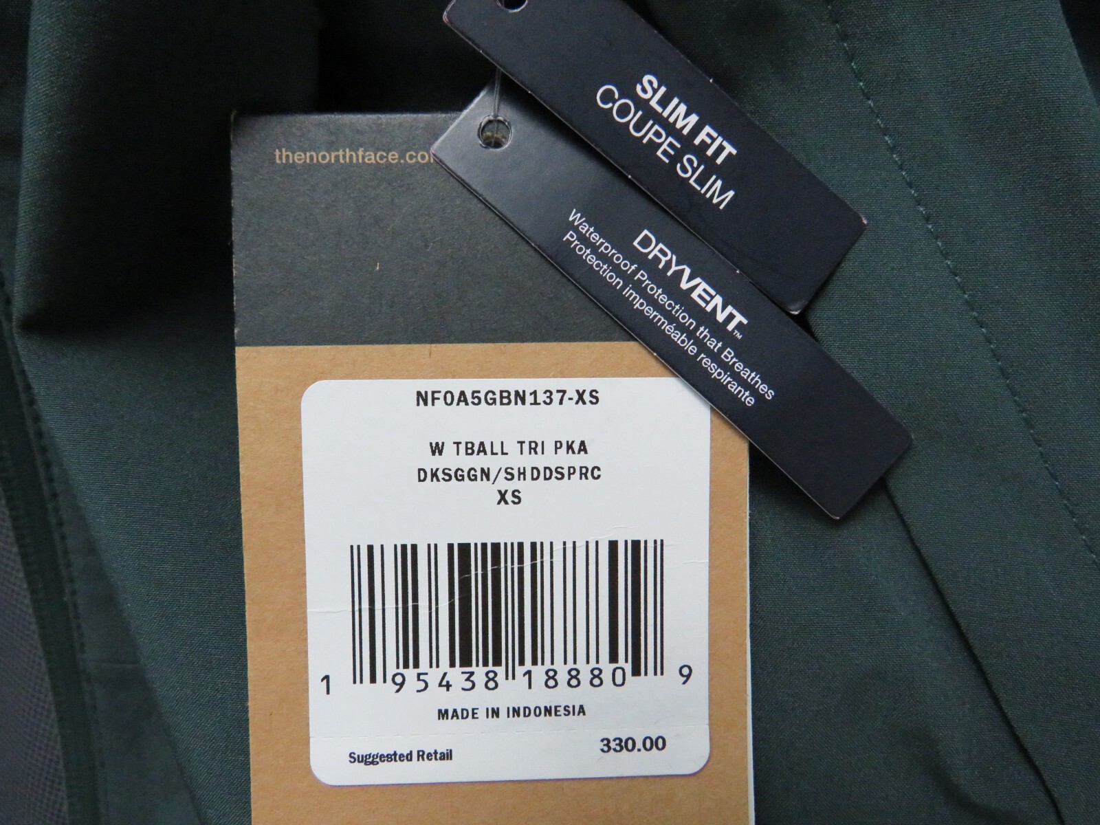 Pre-owned The North Face Womens  Thermoball Tri Climate Waterproof Insulated Parka Jacket In Green