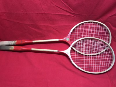 Sporting Goods Vintage Pair Regent Wood Badminton Racquets Imperial Model Antique Wall Decor A Complete Range Of Specifications