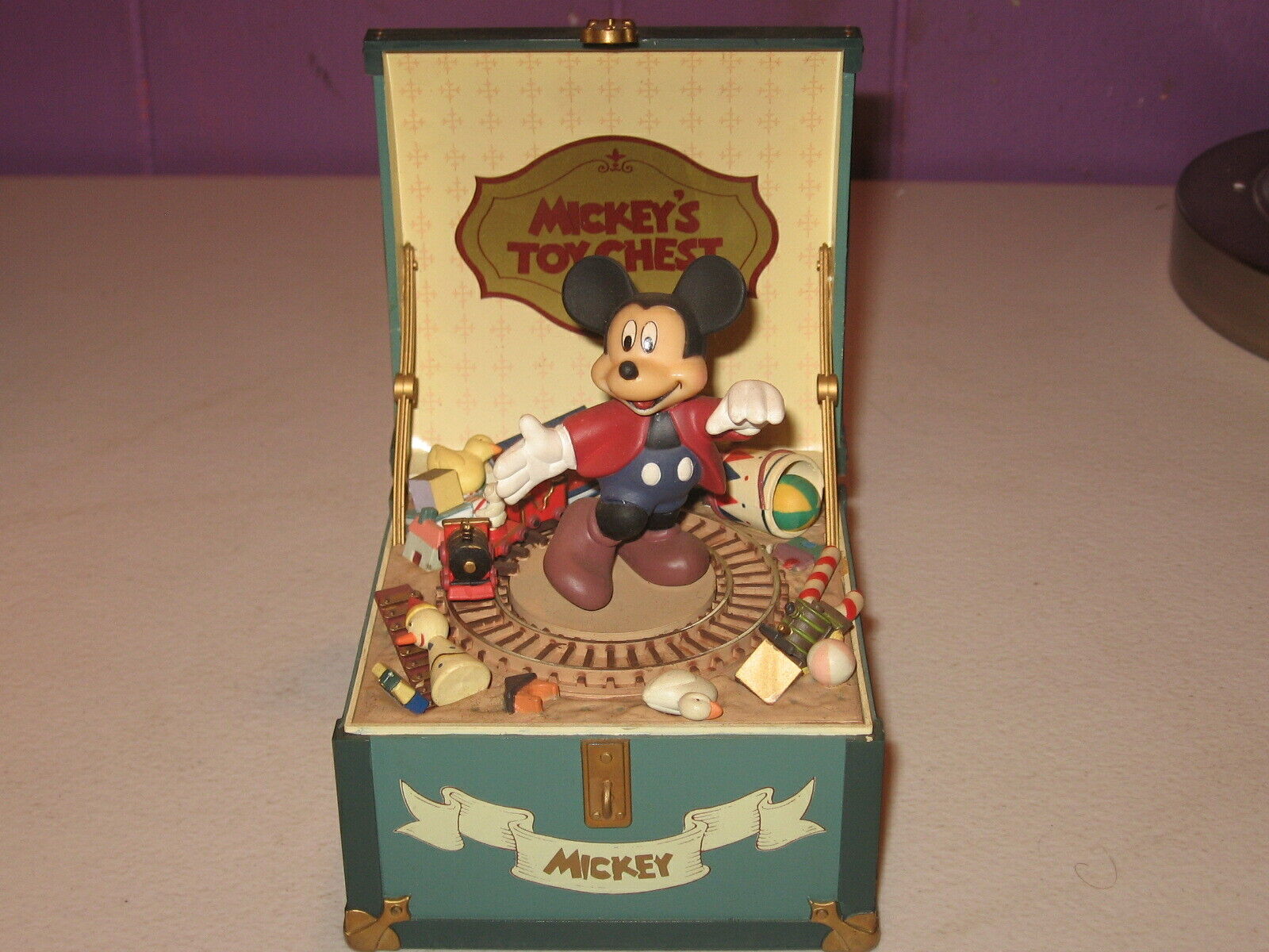 Rare Schmid Disney Mickey's Toy Chest Retired Music Box Blue Rare Schmid Disney Mickey's Toy Chest Retired Music Box Blue