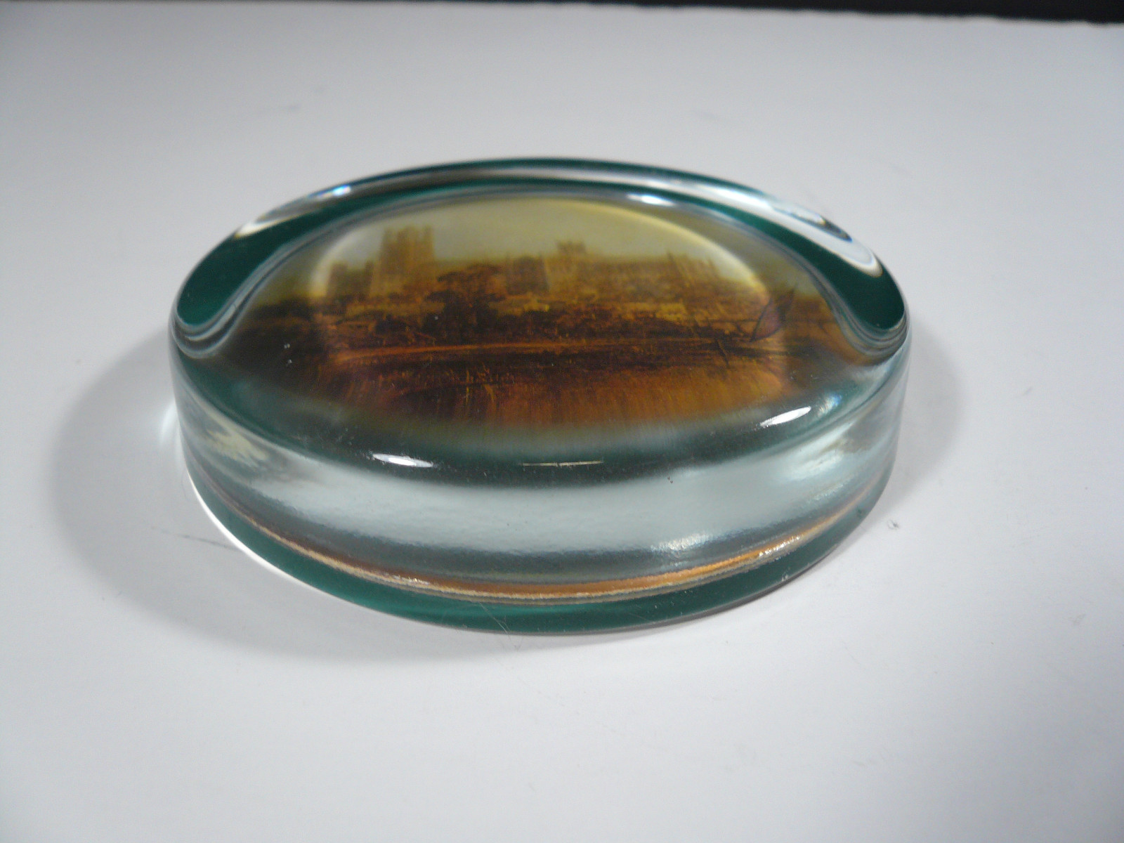 Vintage Mid Century Notre Dame Glass Desk Paperweight