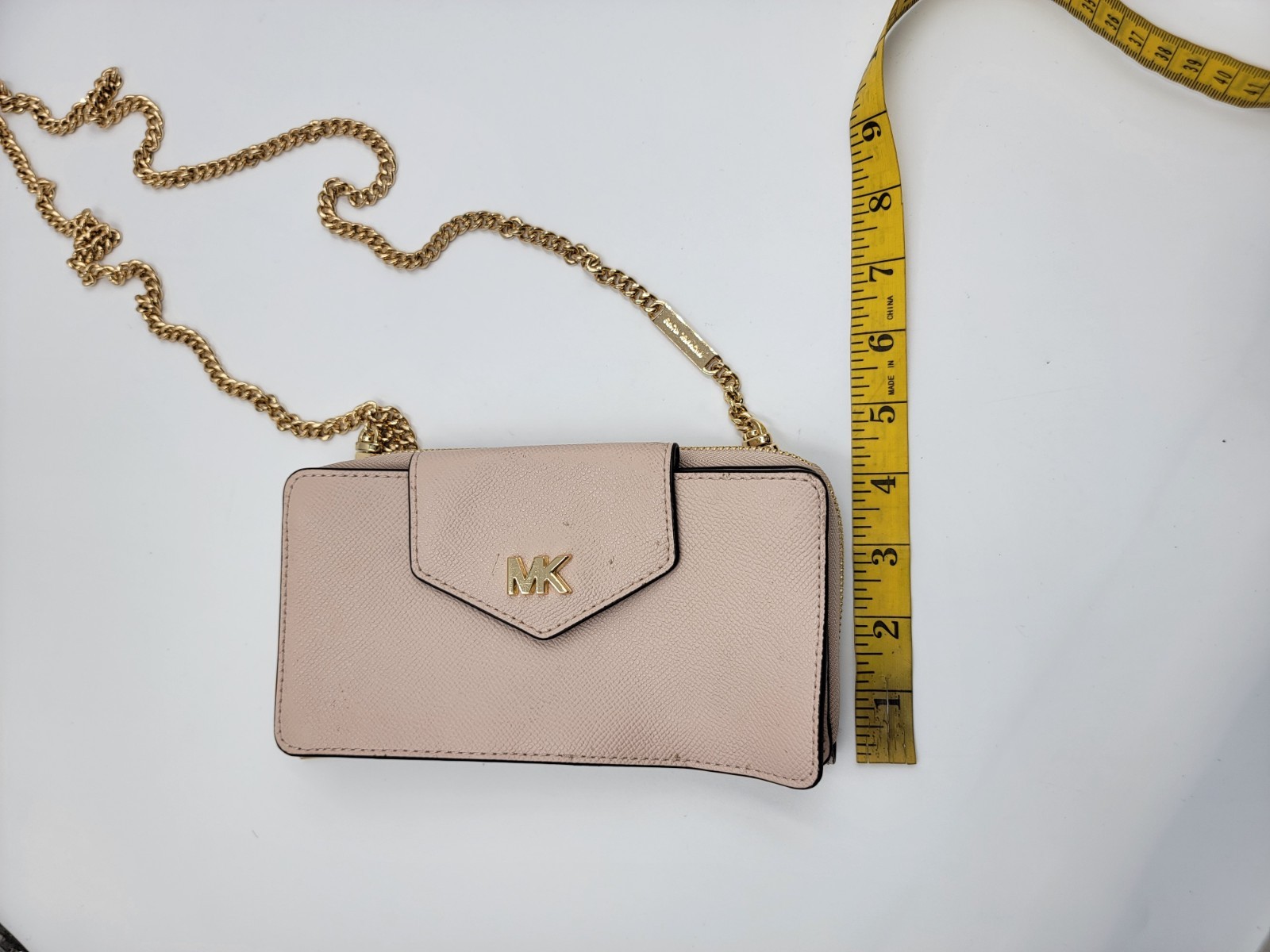 Michael Kors Convertible Leather Small Wallet On A Chain Women's Pink Zip Around - Picture 6 of 13