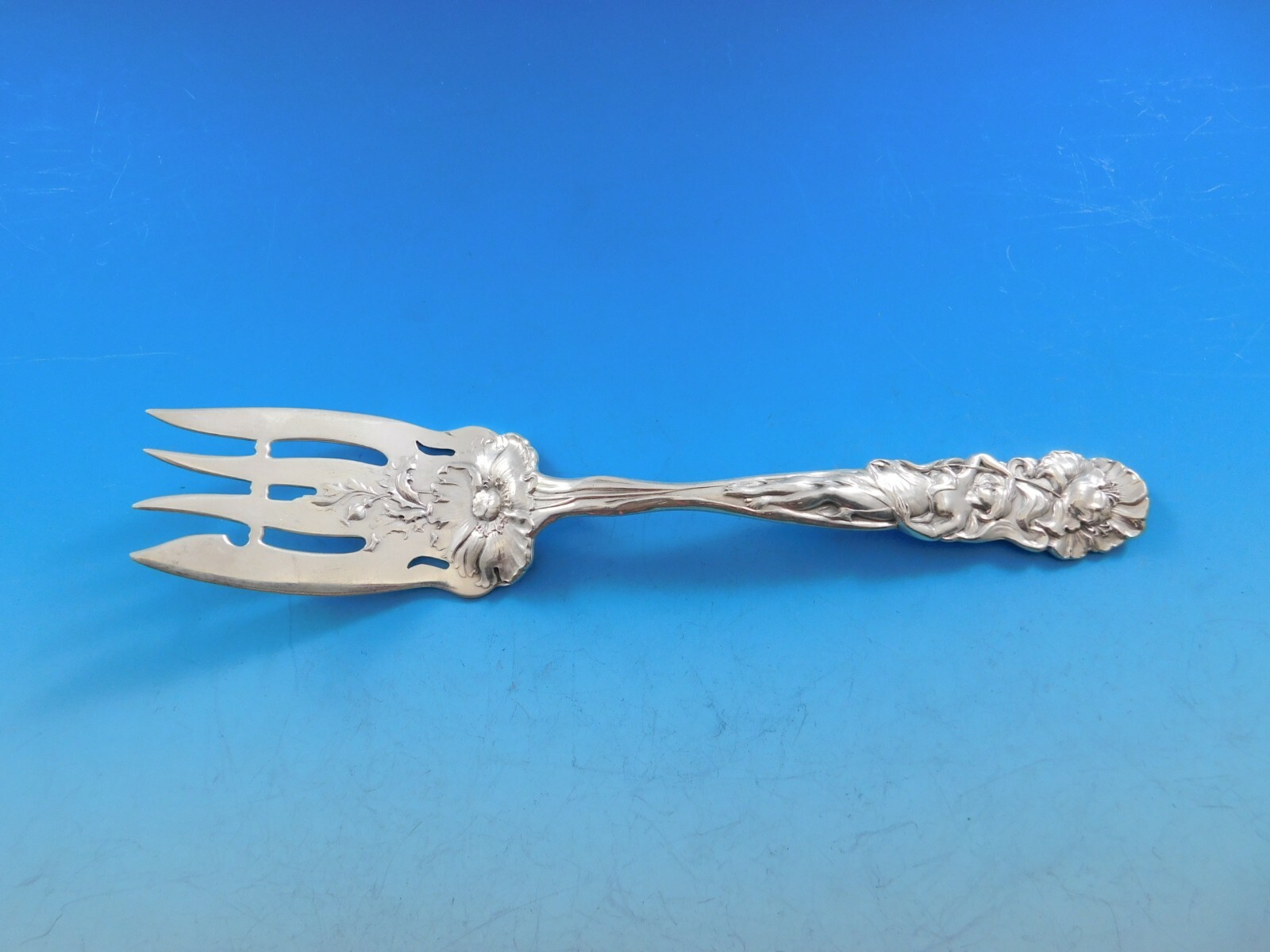 Raphael by Alvin Sterling Silver Cold Meat Fork Small 7 3/4" Serving