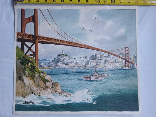 JAMES MARCH PHILLIPS WATERCOLOR SAN FRANCISCO GOLDEN GATE
