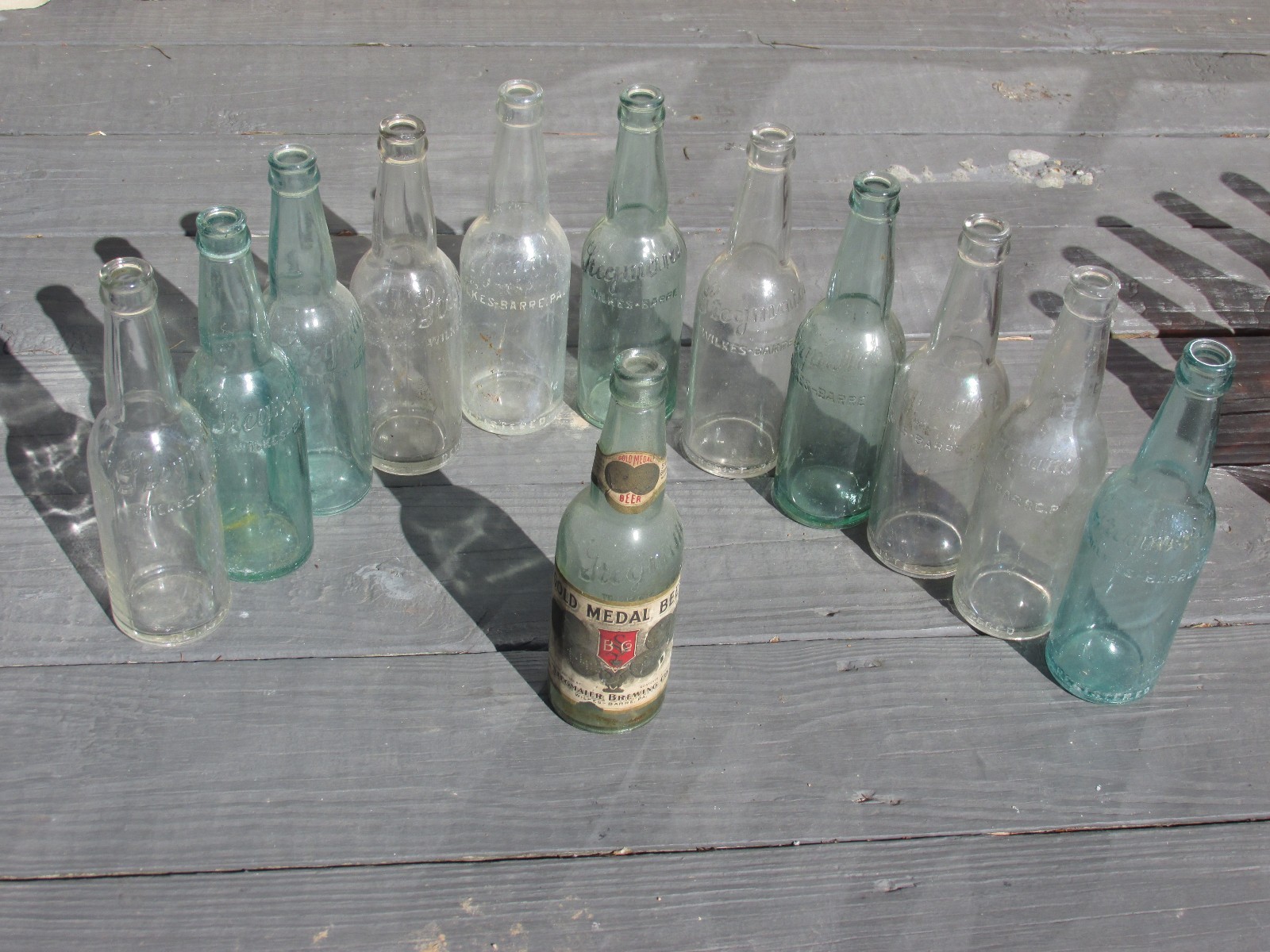 1936 STEGMAIER Wood Crate Wooden Box With 24 Original Embossed Glass Bottles