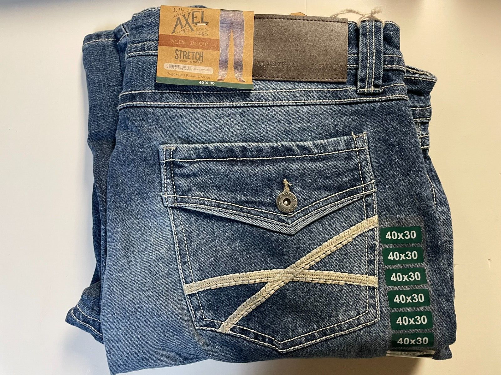 T.K. Axel Men's Slim Boot Cut Stretch 5 Pocket Denim Jean