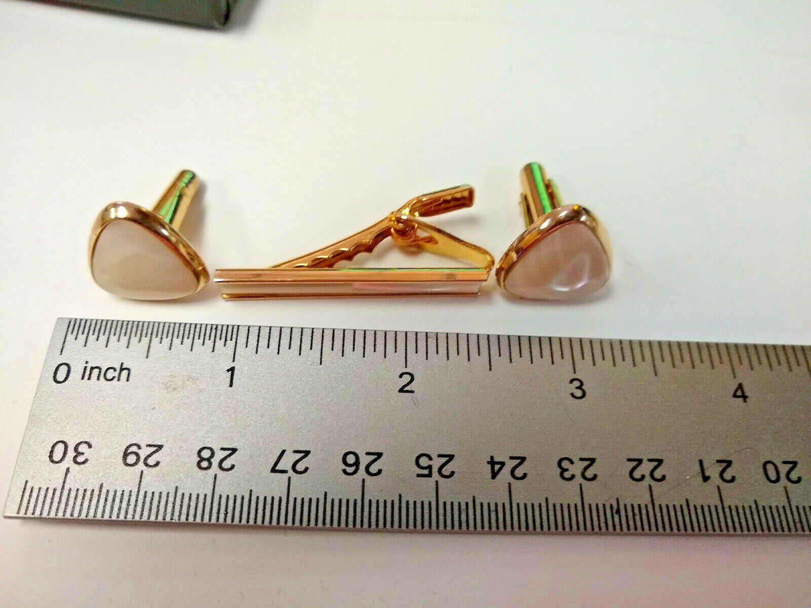 Vintage Century Gold Plate Cuff Links & Tie Bar in orginal box