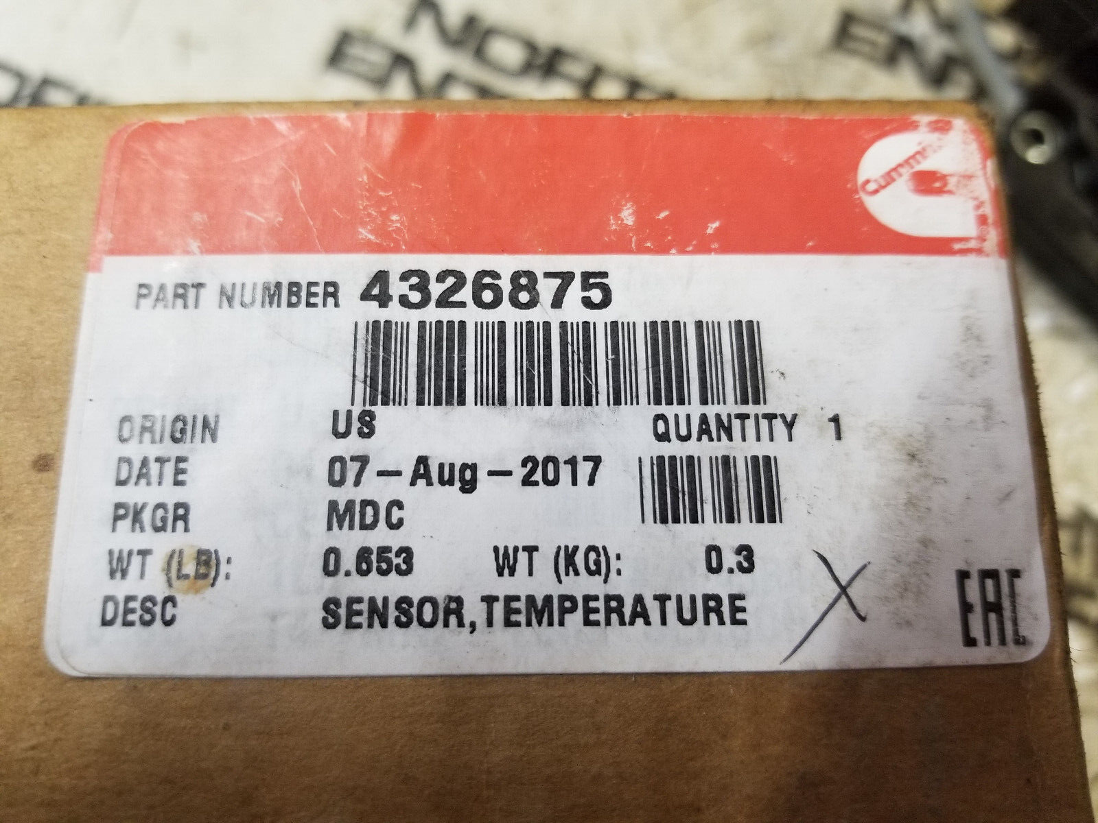 Genuine Cummins NOx Sensor Nitrogen Oxide 4326875 No Core - Picture 2 of 3