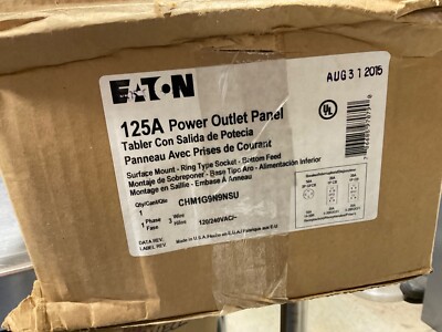 Eaton CHM1G9N9NSU 125A Power Outlet Panel 1 Phase 3 Wire. NEW