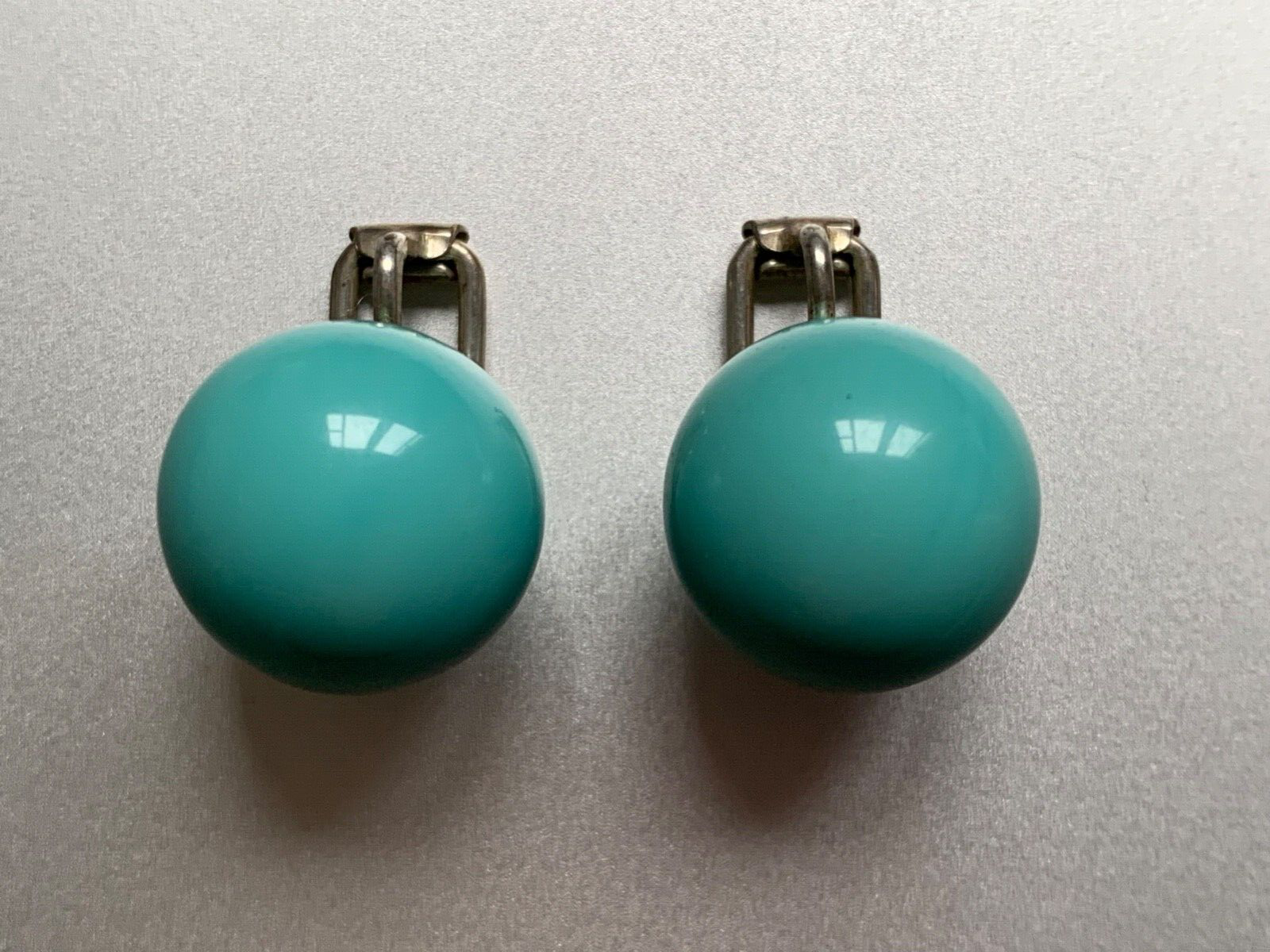 VINTAGE TURQUOISE EARRINGS ビンテージターコイズピアス Simple Vintage Original HB patent earrings - Turquoise blue