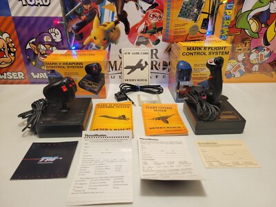 Vintage THRUSTMASTER Mark 2 WCS Flight Stick Speed Dial Control System Set
