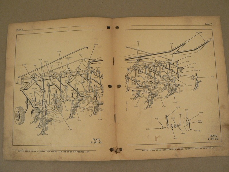 Service Repair Parts List Cockshutt 1044 Cultivator For 40 Tractor Vintage 1952