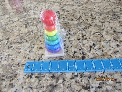 Small Wood Multi-Color Ring Stacking Toy-Baby-Children-Wooden-NEW