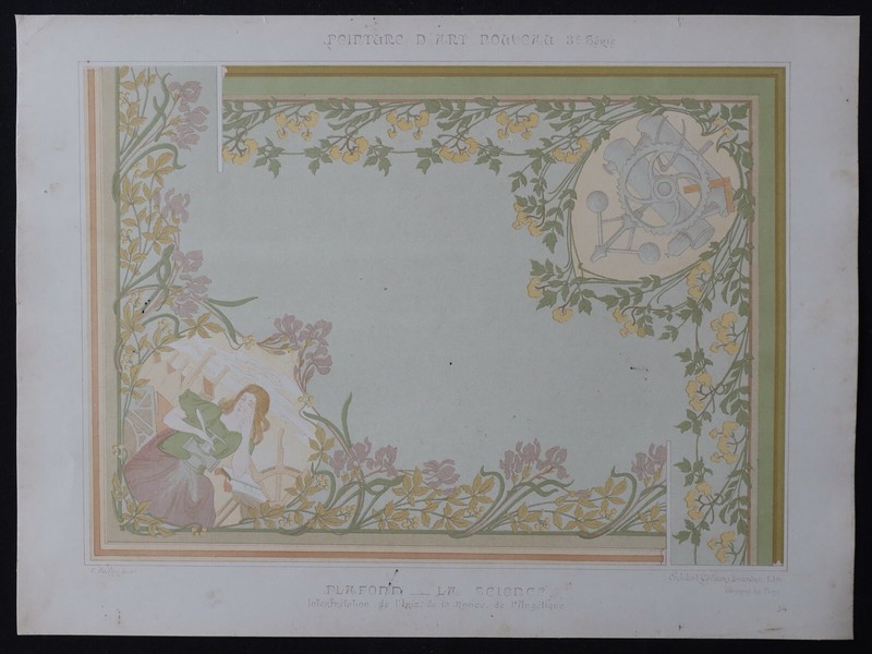 Peinture D' Art Nouveau Mulier 34 / La Science Iris Jugendstil 1900 No Mucha 