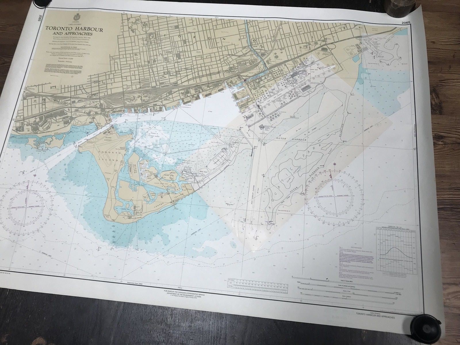 1974 /1976 LAKE ONTARIO - TORONTO HARBOUR & APPROACHES NAUTICAL MAP !!!