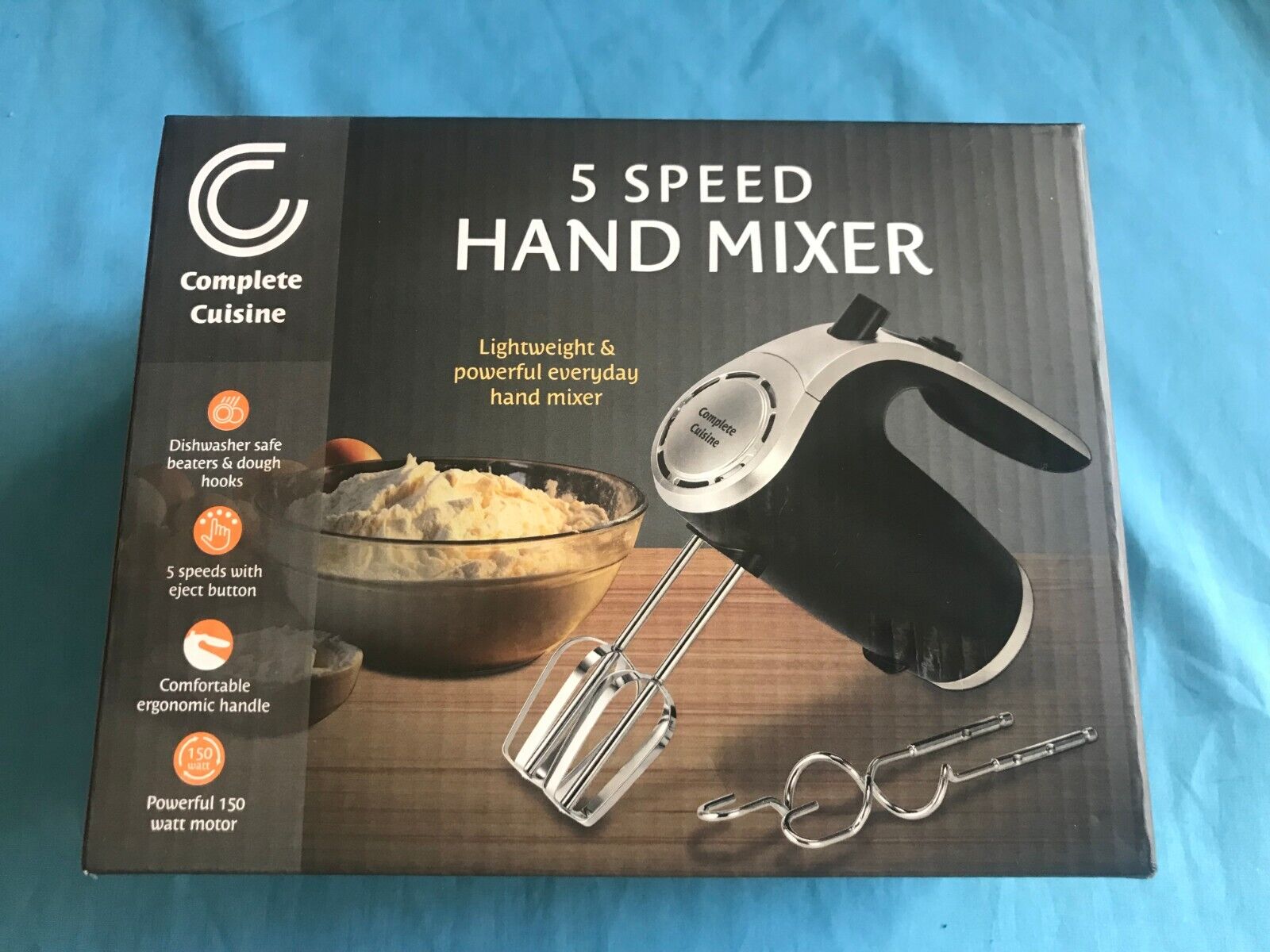 New Complete Cuisine 5-Speed Black & Silver Hand Mixer w New Complete Cuisine 5-Speed Black & Silver Hand Mixer w