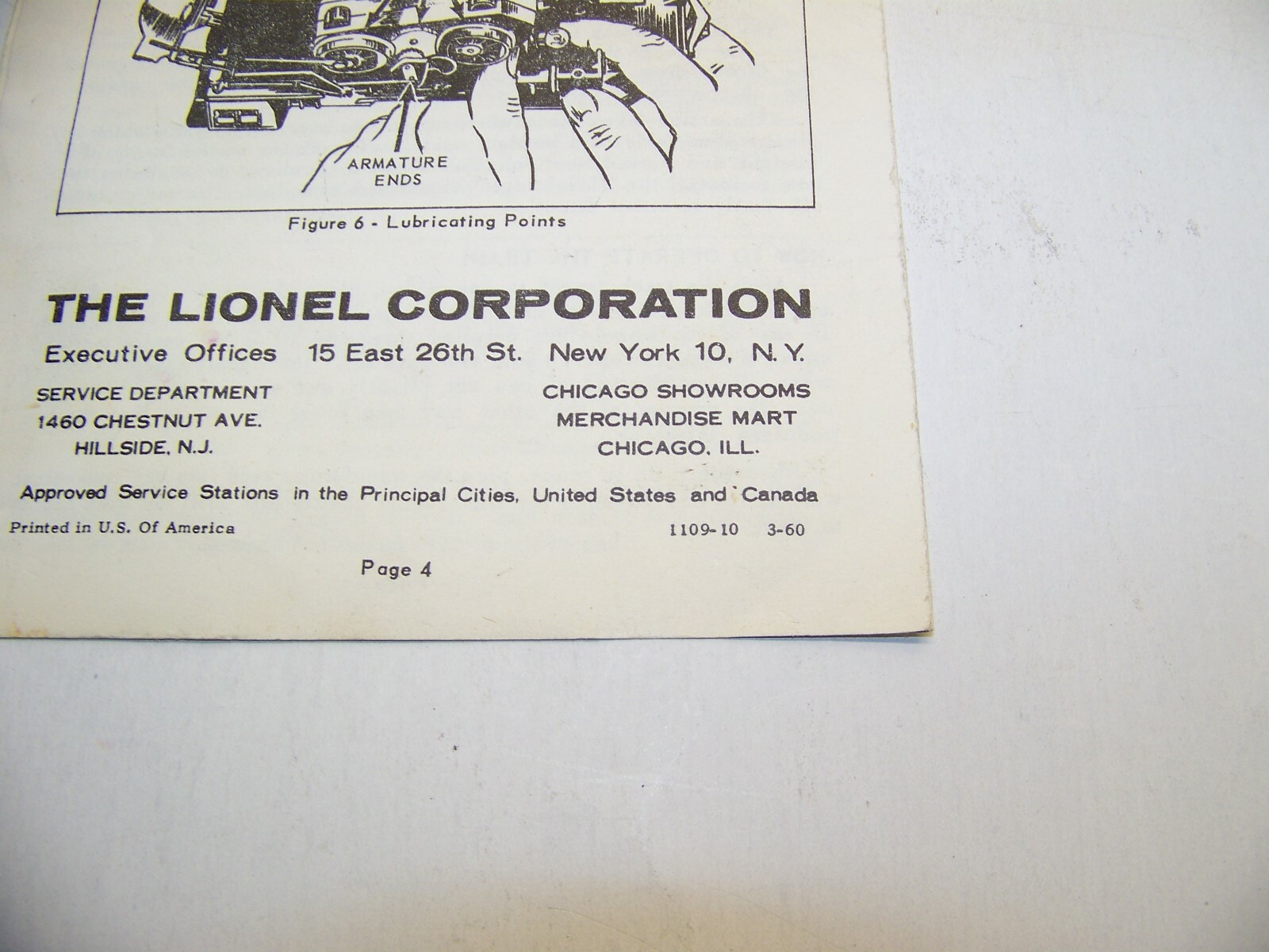 Lionel toy train original paper instruction sheet 1109-10 3-60 set outfit