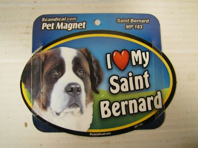 I Love My Saint Bernard Laminated Car Pet Magnet 4'' x 6'' Scandical  