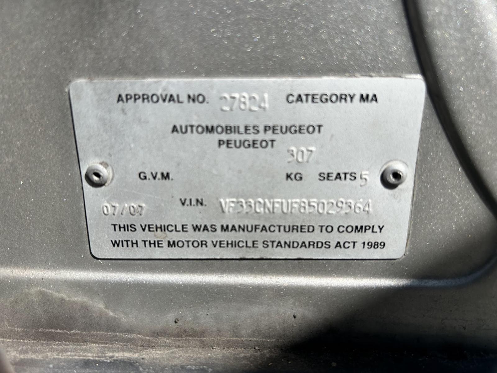 2007 Peugeot 307 PARCEL SHELF T5/T6 HATCH 12/01-06/07 image 4