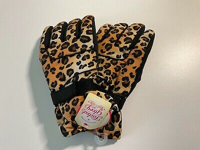 Faded Glory Girls Waterproof Leopard Snow Gloves Size S-M   NWT 