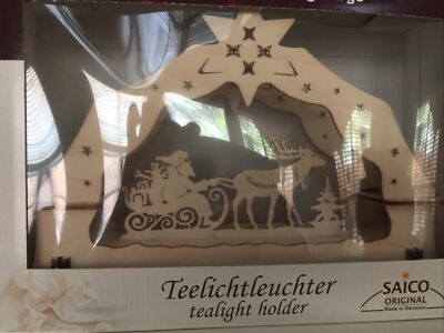 SAICO Original Wooden Christmas Tealight Holder Made in Erzgebirge Germany 