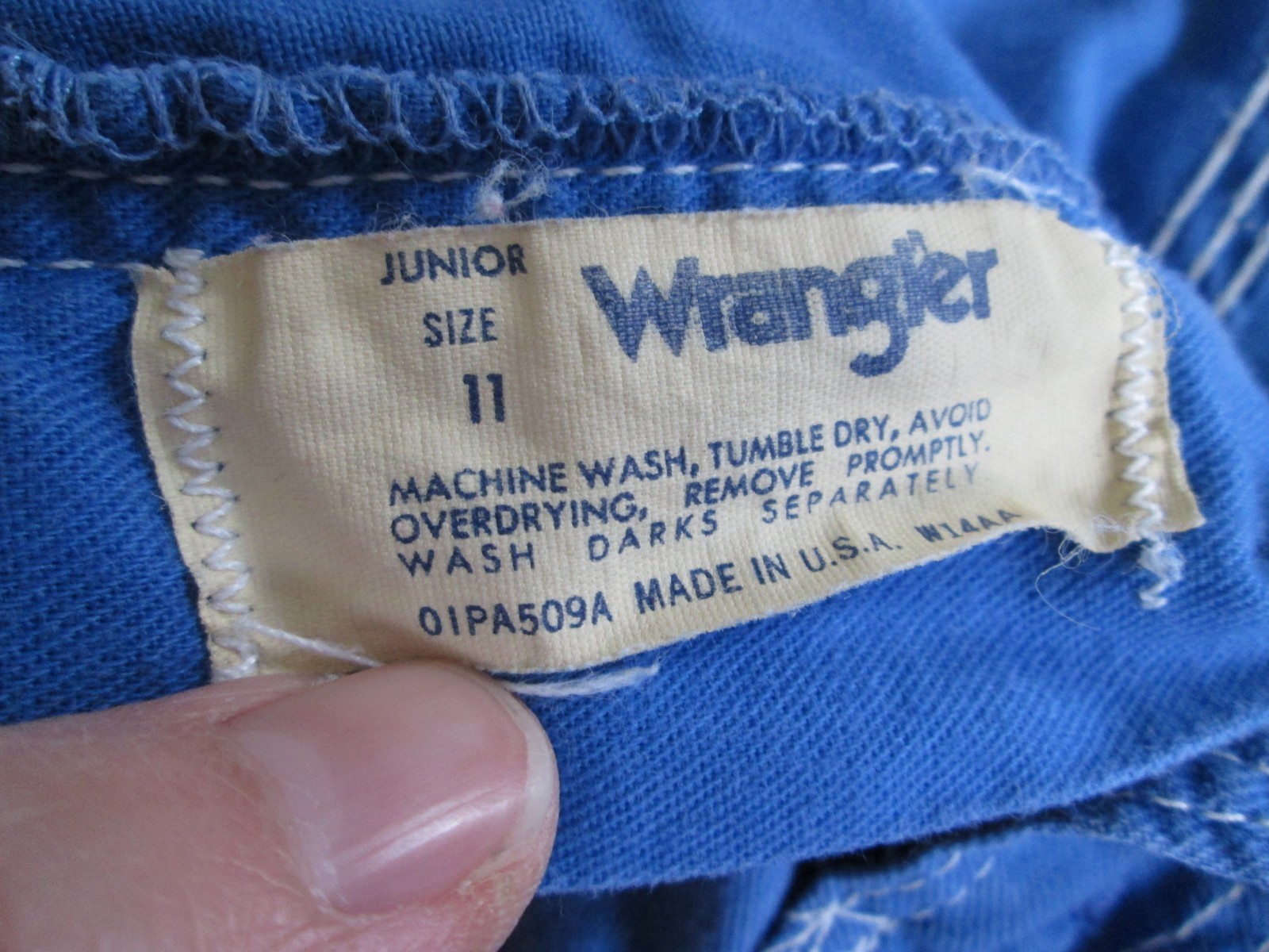 VTG Wrangler Pants Juniors 11 27x33 Long Tall Blue Cotton Western Utility Work