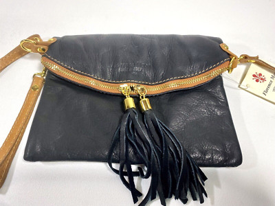 #Genuine Leather FLORENCE MOON Made In Italy Convertible Crossbody/Wristlet RARE