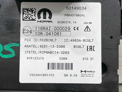 2021 Dodge Promaster 2500 3.6L Body Control Module Computer BCM OEM 68457680AC