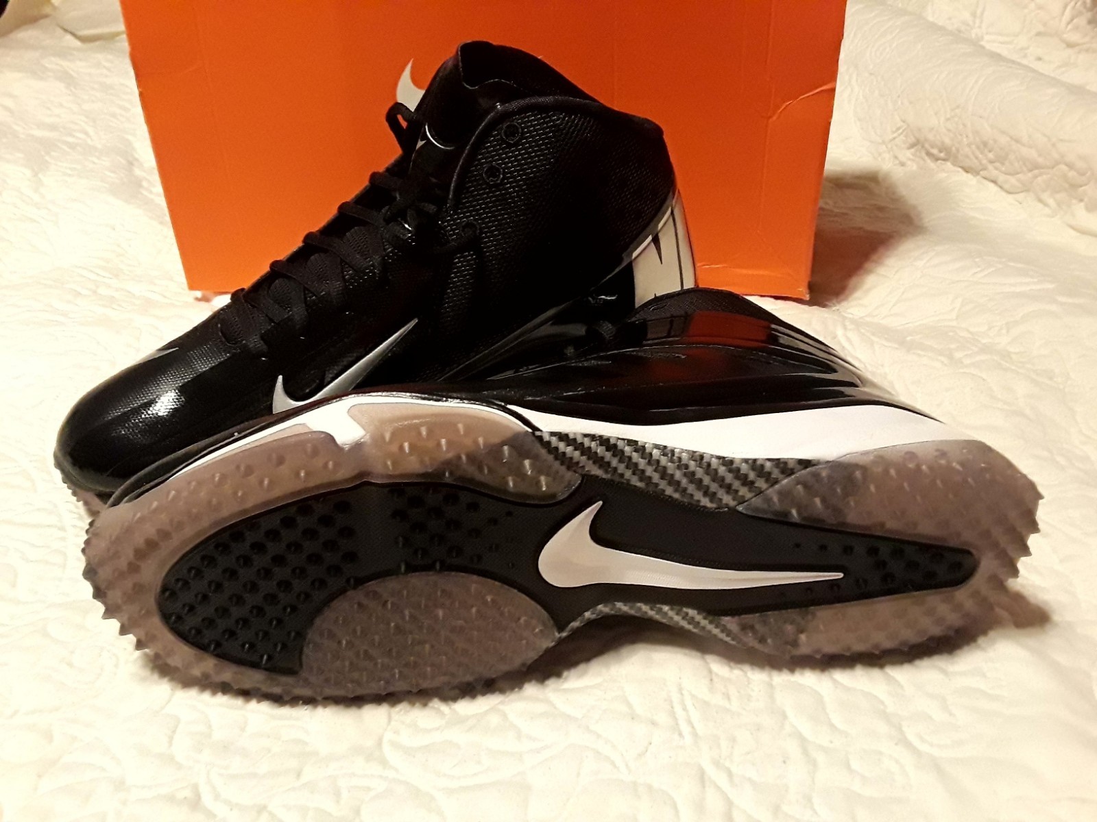 Brand New Nike Vapor Pro 3/4 Nubby Turf Football Cleats Size 14 Black & Silver