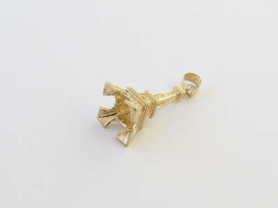 Pre-owned Preciousgold4you 14k Yellow Gold Paris Eiffel Tower Charm Pendant
