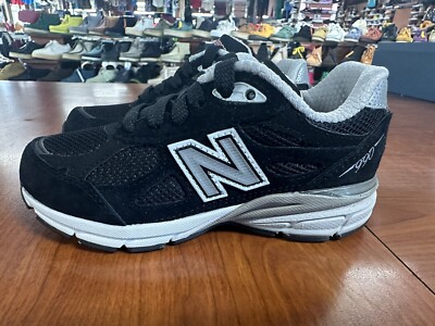 Size 3 Boy's KIDS New Balance 990v3 Black Grey Shoes Sneakers Style #PC990BS3