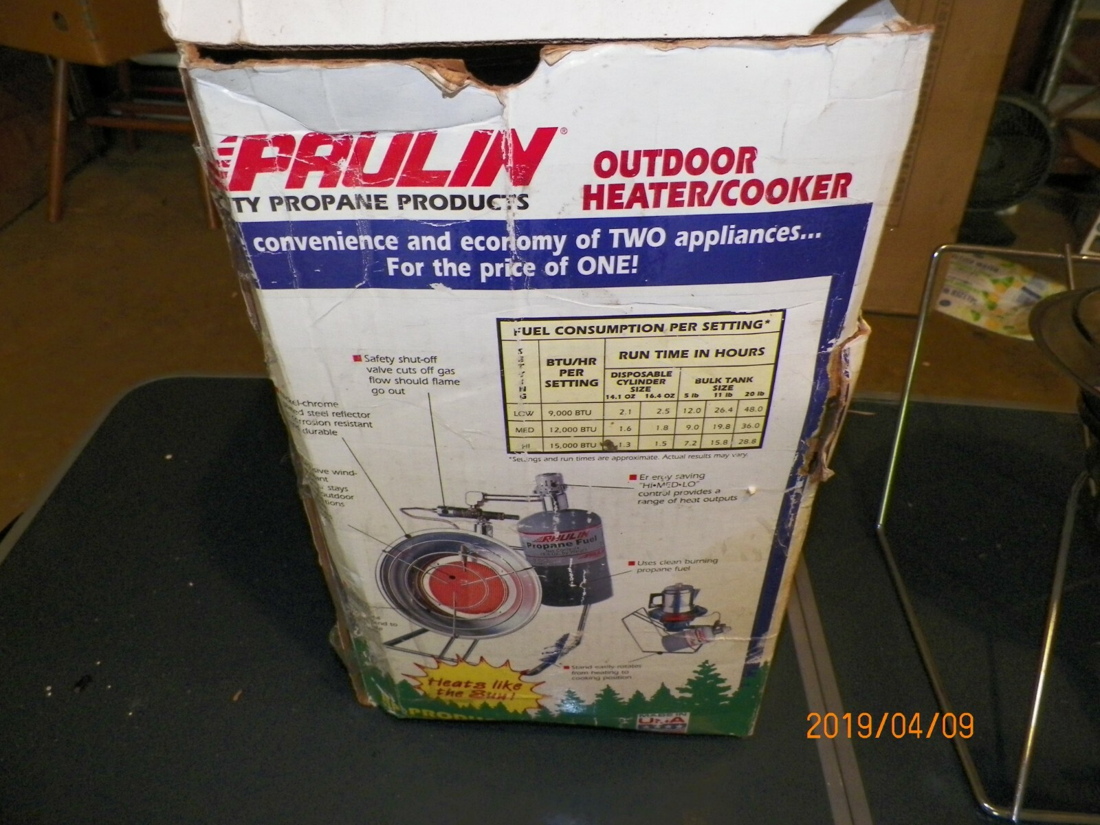 PAULIN Propane Heater and Stove Model 3500 Mounts uses 1 Lb Cylinder