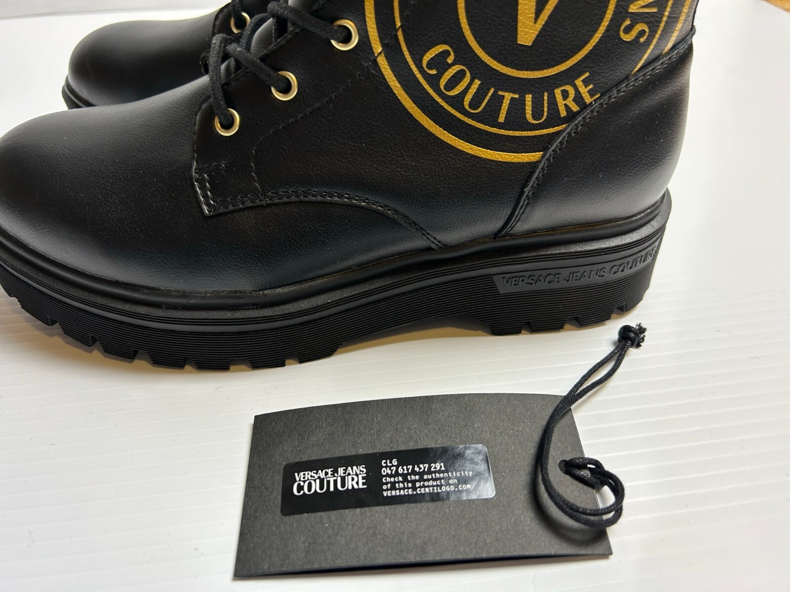 Pre-owned Versace Jeans Couture Black Syrius Boots Women Size It 39/us 9 73ya3s39 Logo