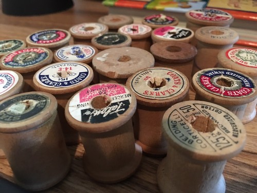 24 Vintage Empty Thread Spools, Various Sizes/Brands