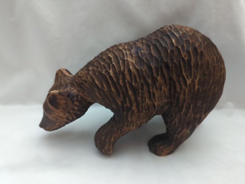 Native American Wood Carved Bear 10"L 6"T 4"W 