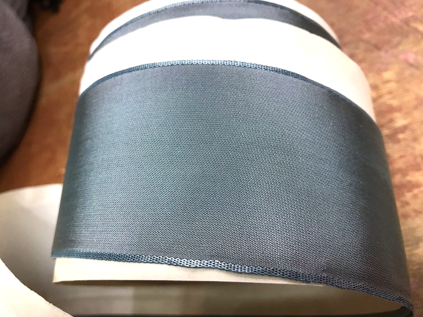 PELLICULE ribbon gather lib blouson グレー Mokuba gauze tape cotton reversible 5/8