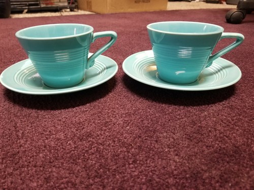 Vintage Homer Laughlin Harlequin Cup And Saucer - set of 2