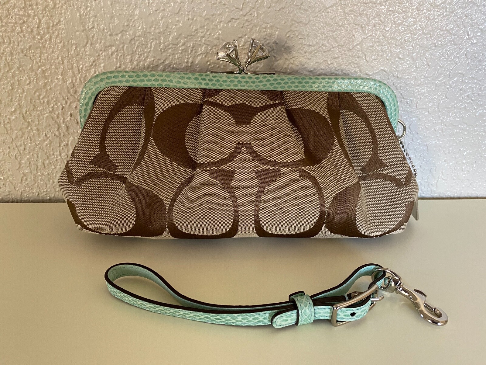 ◎美品◎ COACH スパンコール kisslock パーティバッグ シルバー Coach Limited Edition Signature Snake Skin Framed Kisslock