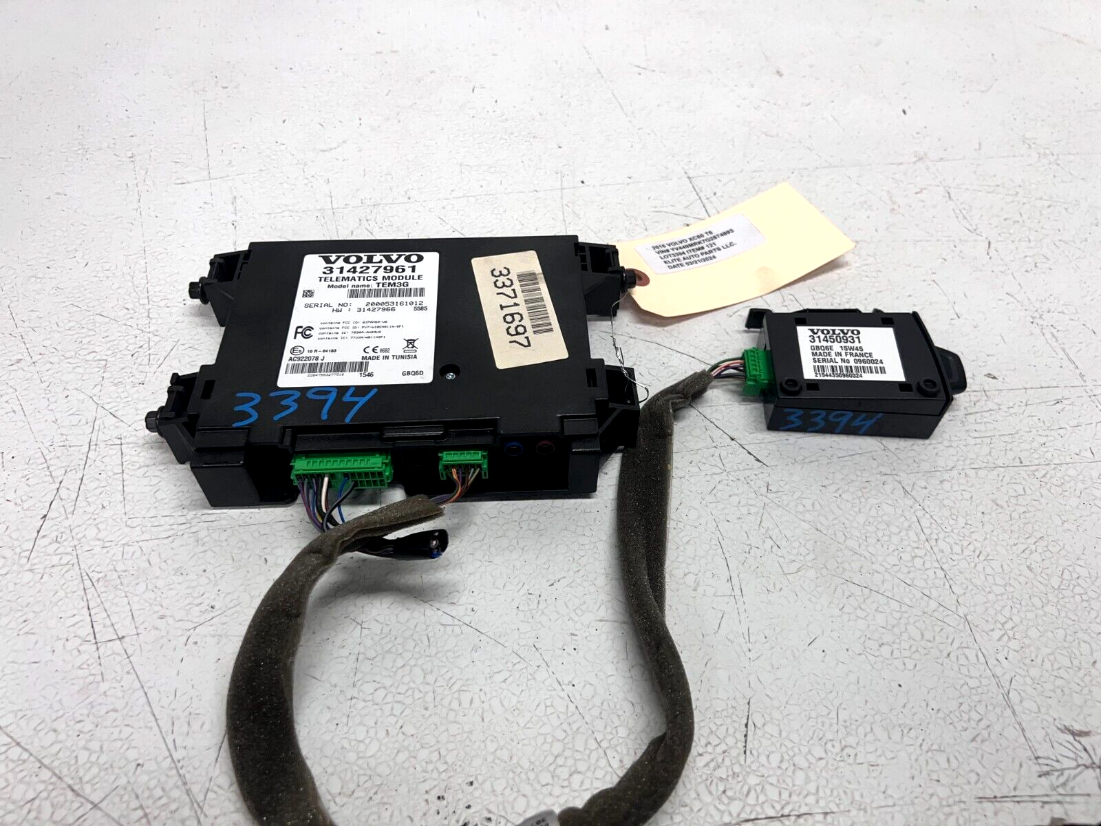 14-17 VOLVO XC60 TELEMATICS COMPUTER CONTROL MODULE UNIT