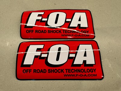 2 PCS DECALS STICKERS F-O-A Shocks 6x3'' RED