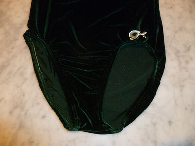 Girls Dark Green GK Elite Sportswear ICE SKATING GYMNASTICS LEOTARD Large