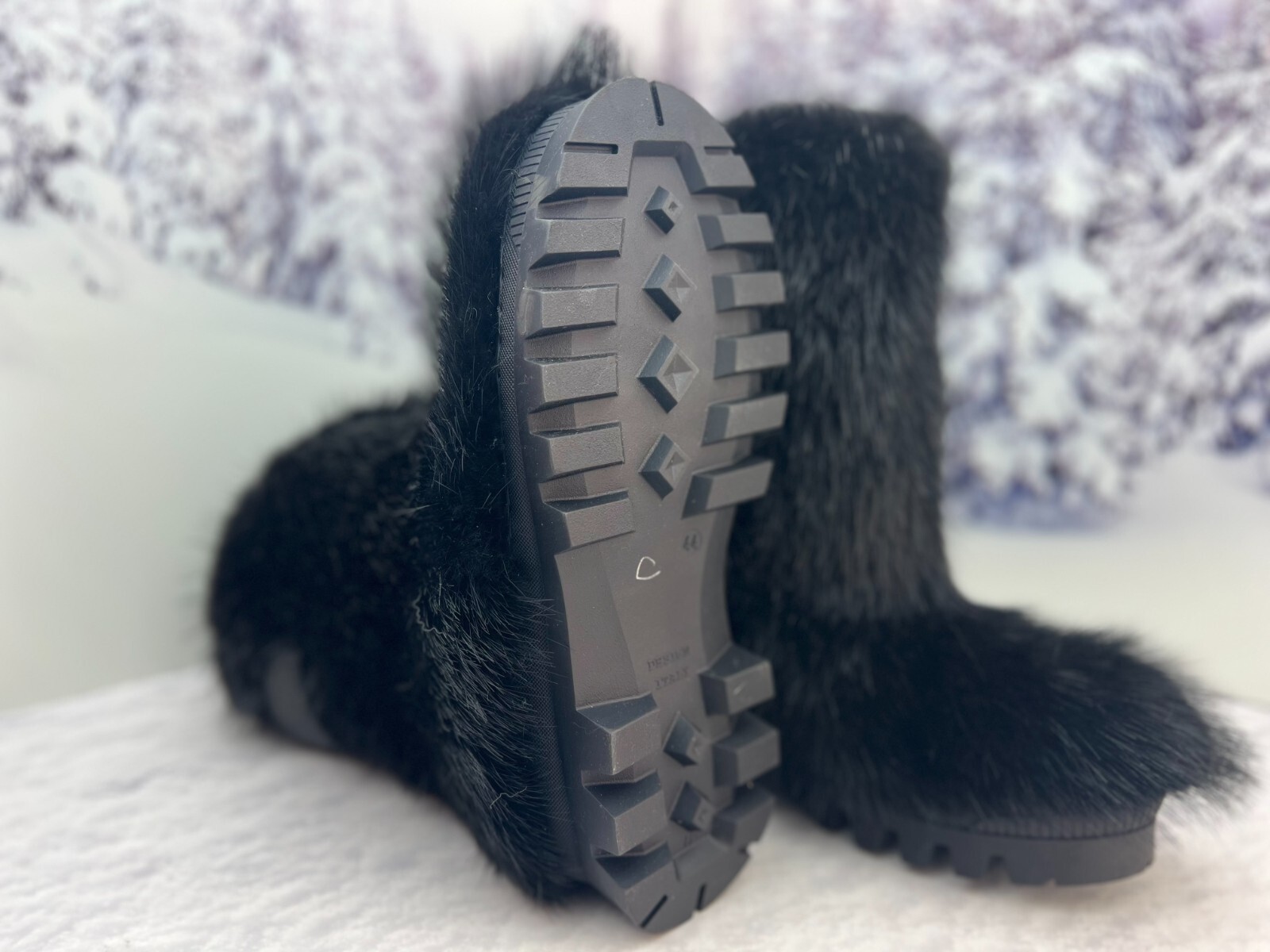 Pre-owned Litvin Black Beaver Fur Boots For Men, Viking Boots,mens Snow Winter Boots,big Sizes