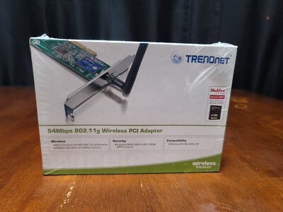 New TRENDnet TEW-423PI 54Mbps 2.4GHz PCI Wireless-G Adapter Sealed! Free S&H