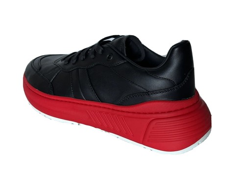 Pre-owned Bottega Veneta $850  Men's Black/red Leather Sneakers 9 Us (42 Euro) 565646
