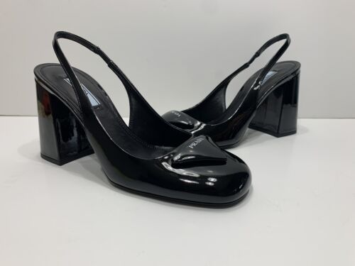 Prada Vernice Patent Leather Slingback Pumps in Black Size Prada Vernice Patent Leather Slingback Pumps in Black Size
