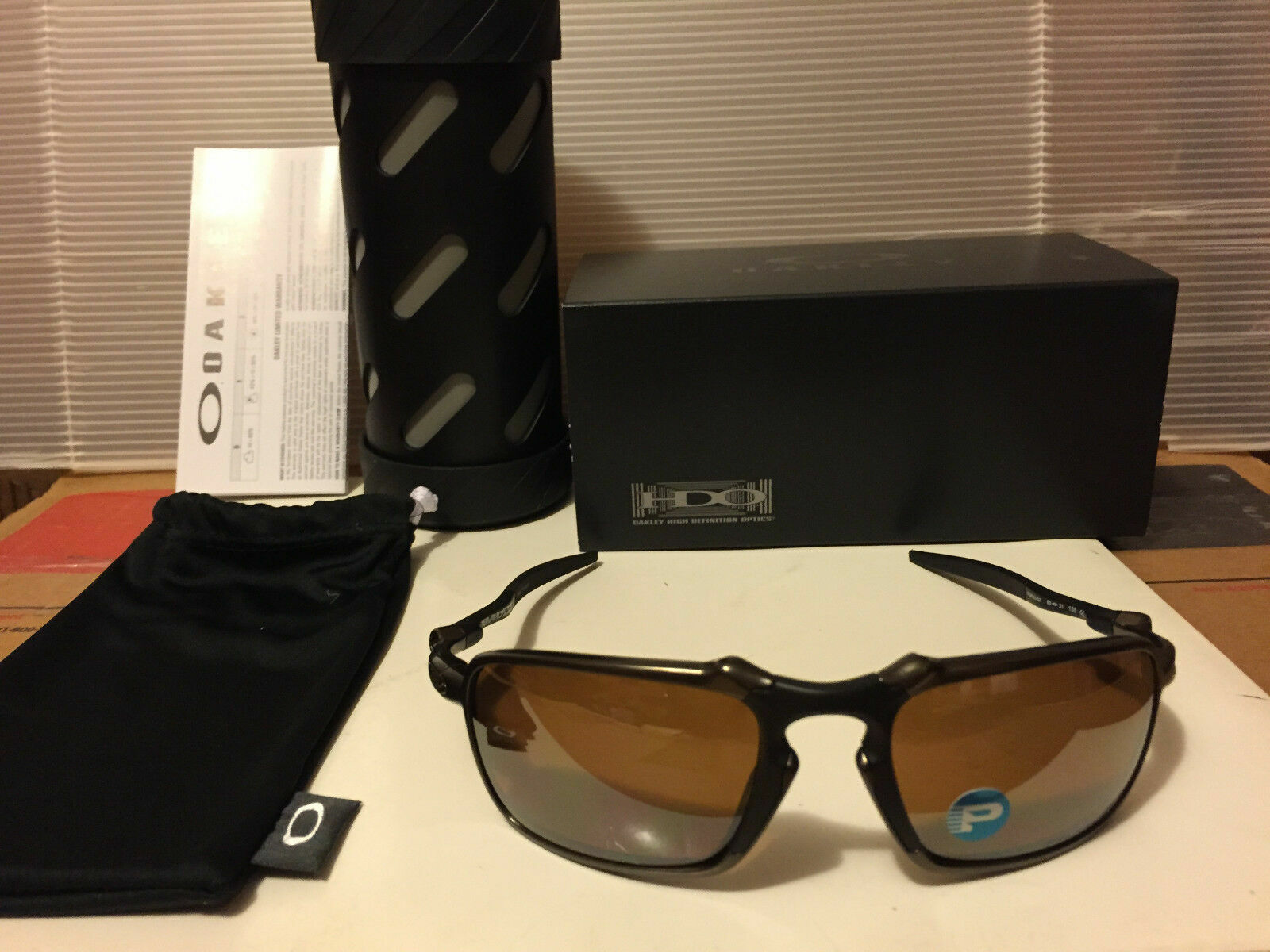 Pre-owned Oakley X-metal Badman - Pewter W/ Tungsten Iridium Polarized, Oo6020-02