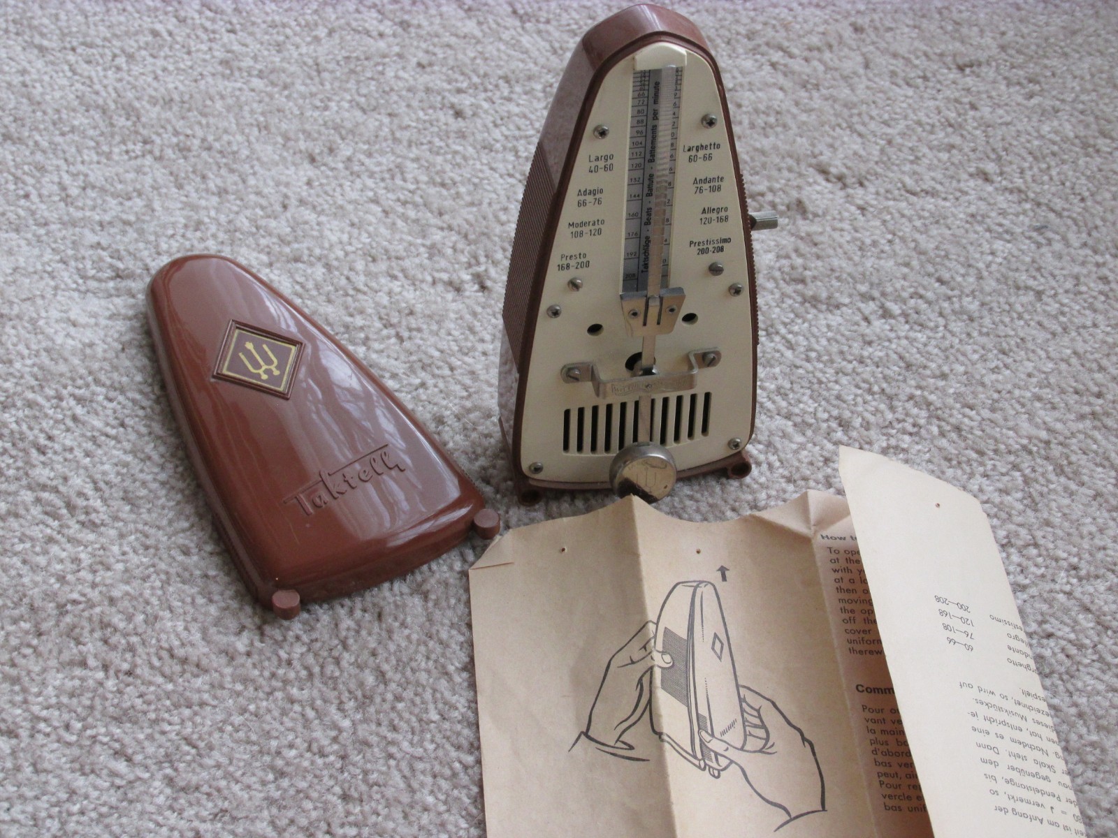Vintage Mechanical Taktell Metronome from West Germany with original instruction