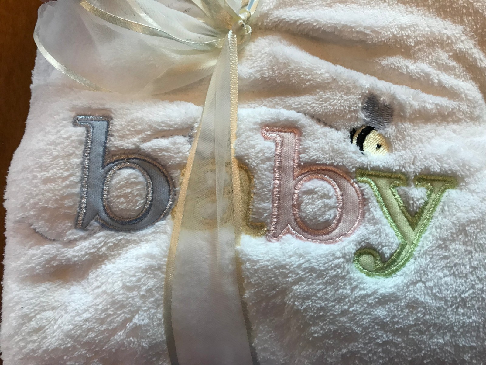 Carter's Snuggly Soft Fuzzy White Baby Blanket