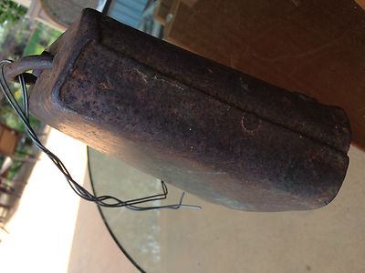 Vintage LARGE hand forged iron cow bell with handmade clapper